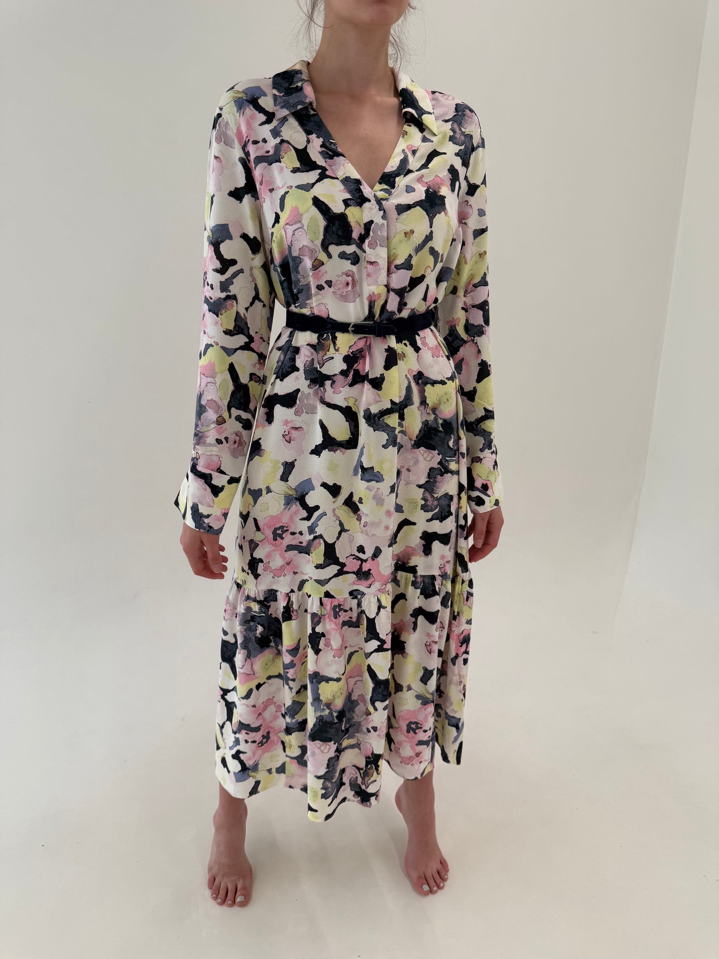 Rochie cămașa super vaporoasă maxi în croi lejer și print superb