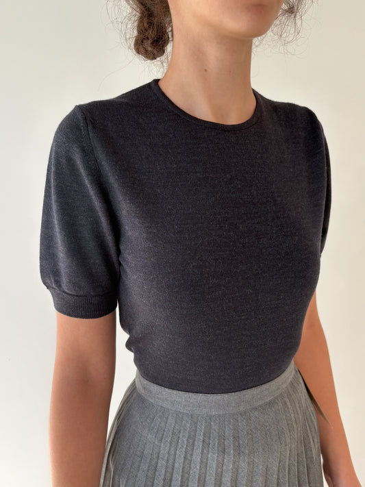Top charcoal gray din lana extrafina