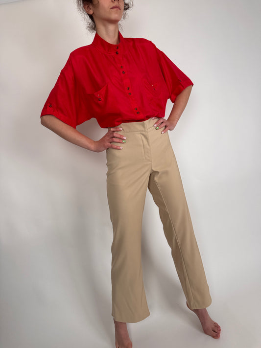 Pantaloni tall in croi drept camel tall ușor modelatori