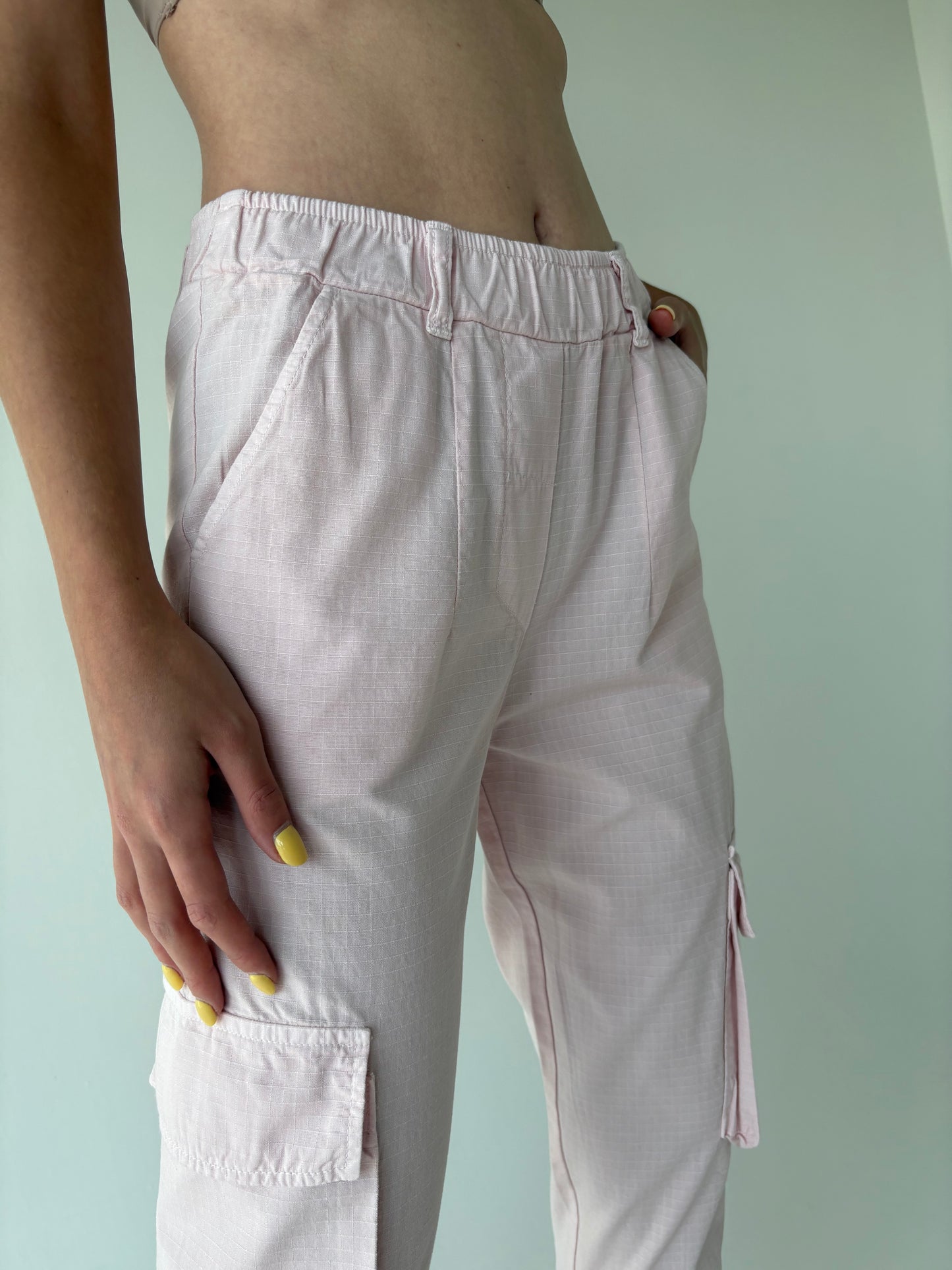 Pantaloni petite cu influențe sport powder Pink din pânză de bumbac