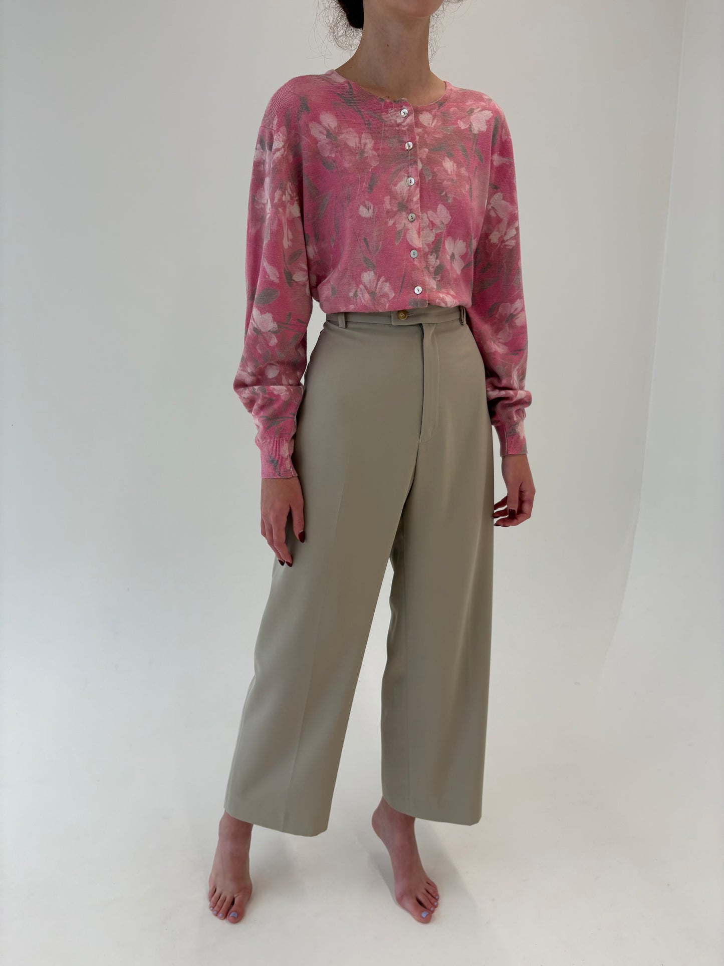 Pantaloni vintage Lacoste palazzo din serge excepțional