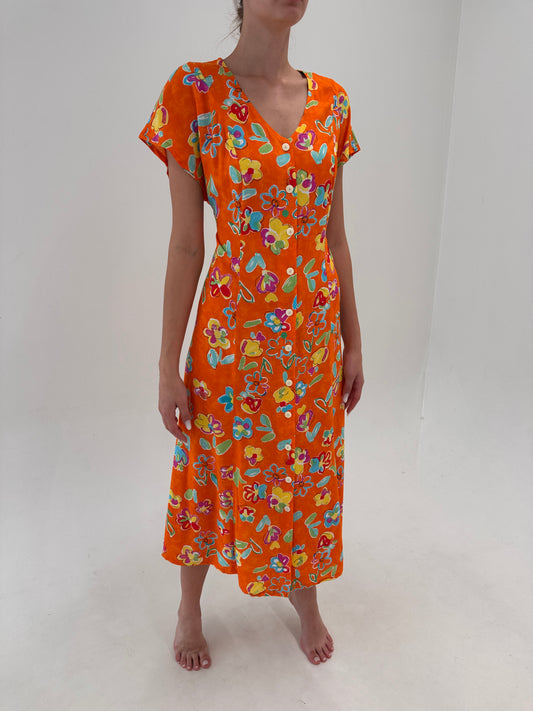 Rochie vintage maxi super vaporoasă în culori tari cu talie reglabilă