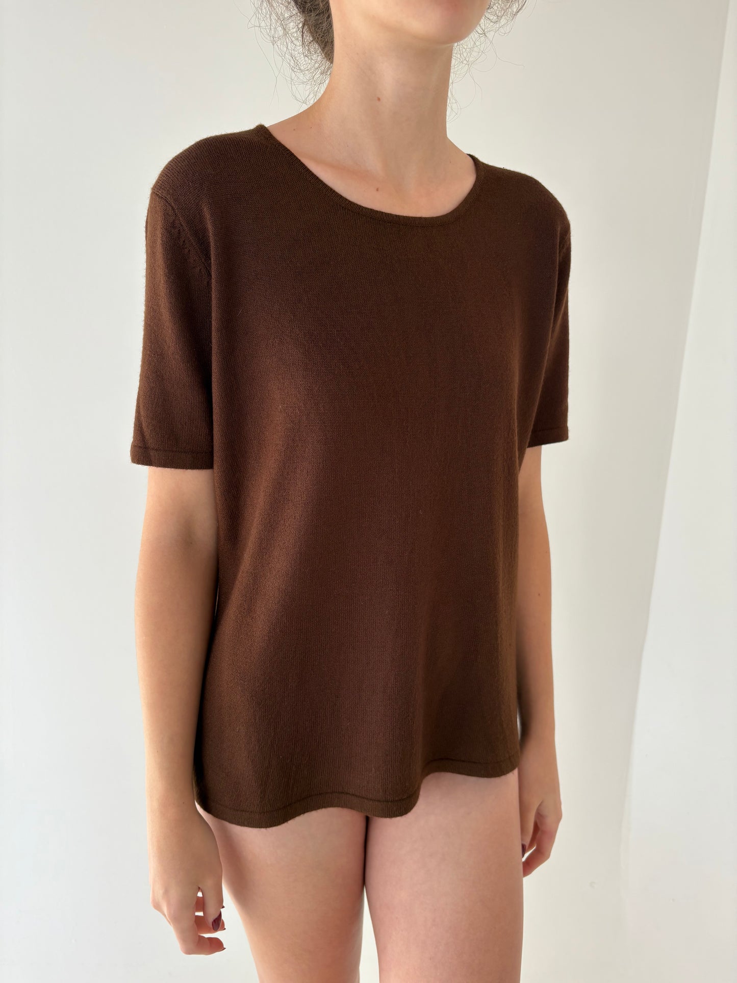 Set vintage chocolate brown din mix de lana extrem de fină cu aplicații manuale