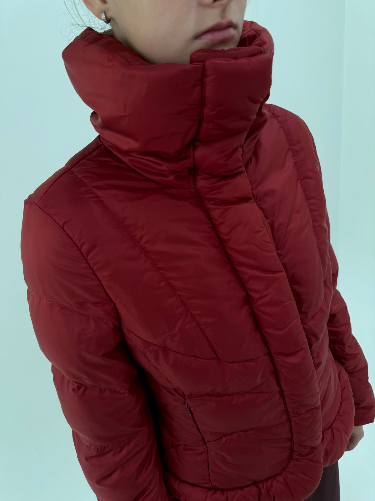 Geaca cambrata Max Mara din puf  dark red
