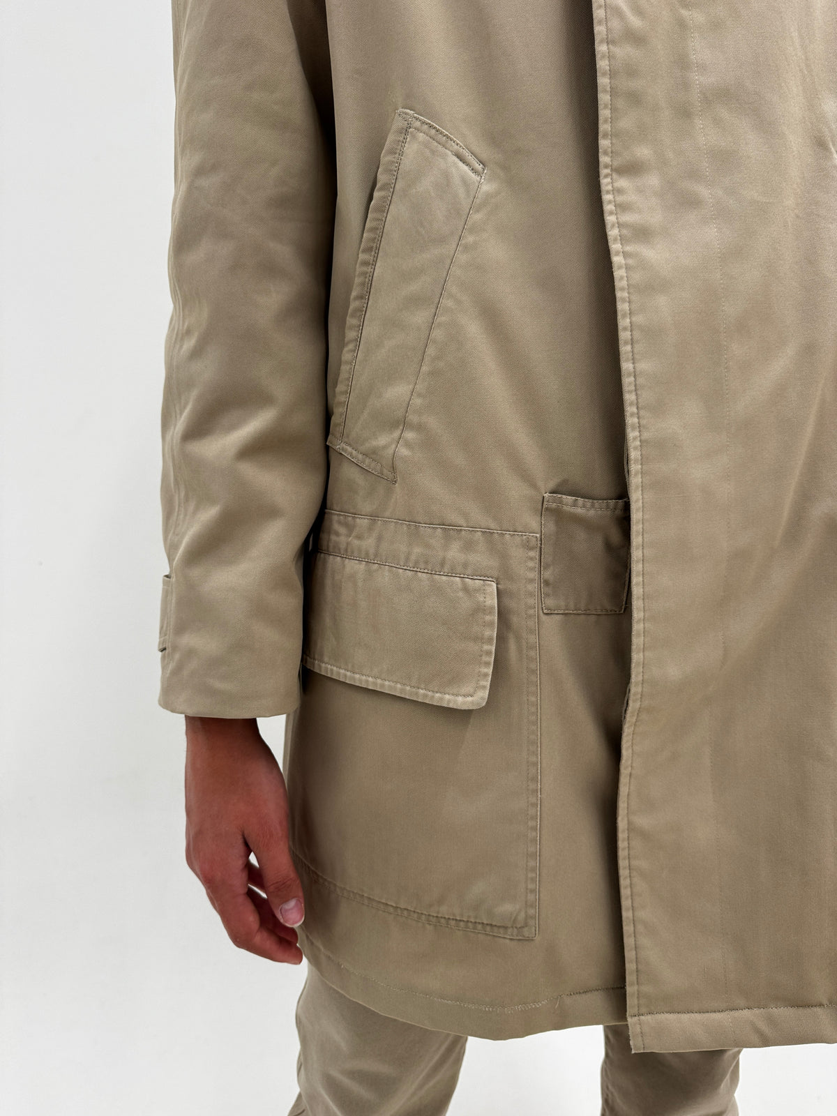 Trench Burberry vintage din gabardină de bumbac cu interior cu print specific brandului