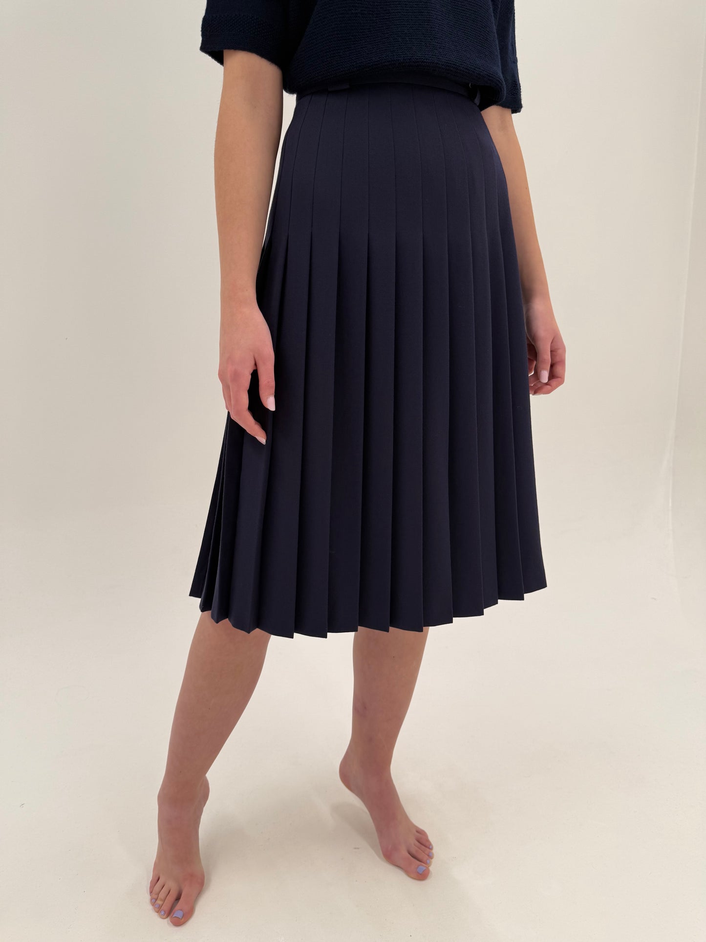 Fustă vintage plisată din lana pura extrafina certificată