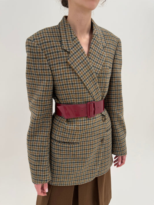 Sacou din tweed de lana pura extrafina în combinație clasică de culori