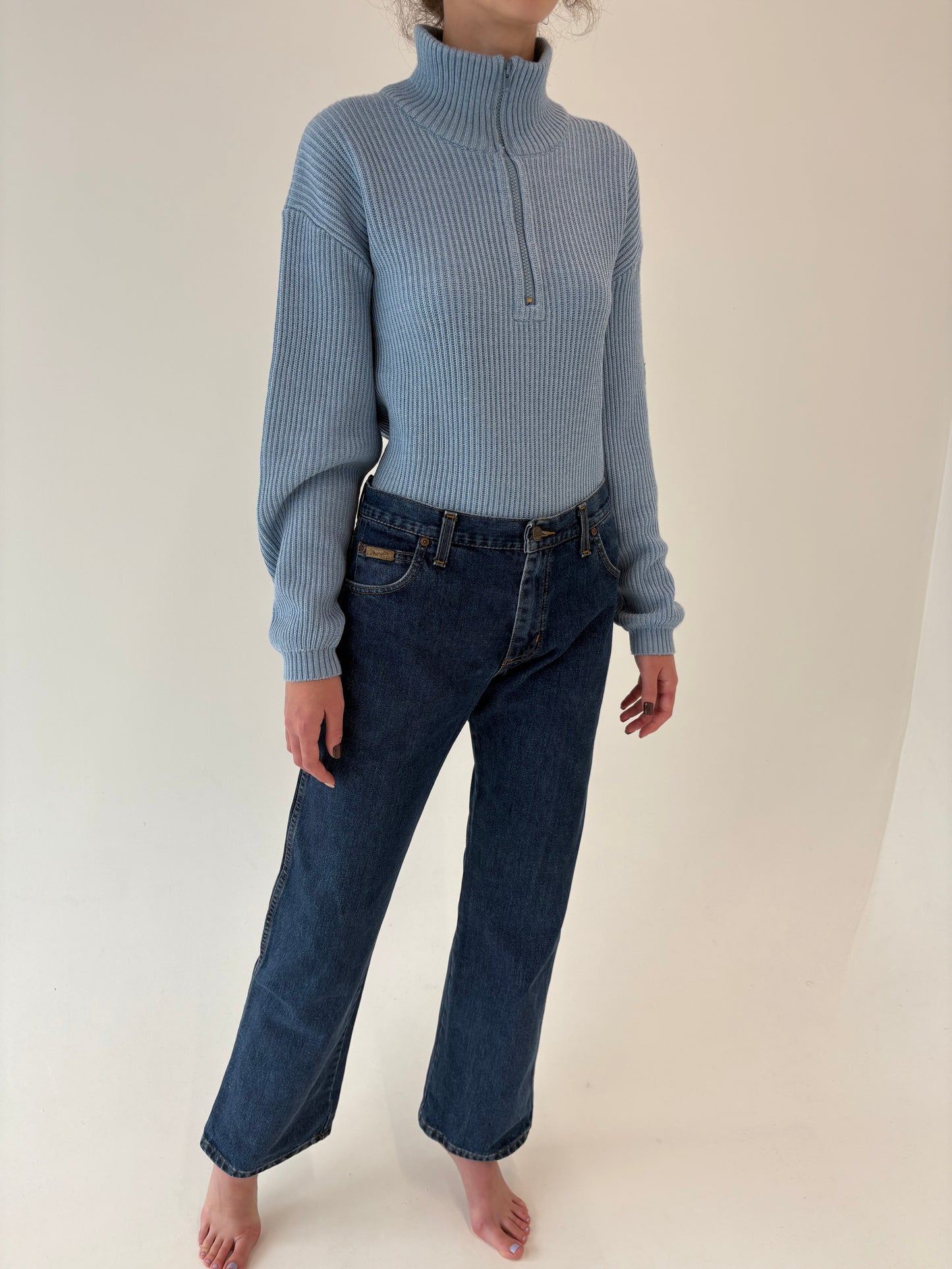 Jeans vintage premium dark wash din bumbac gros structurat