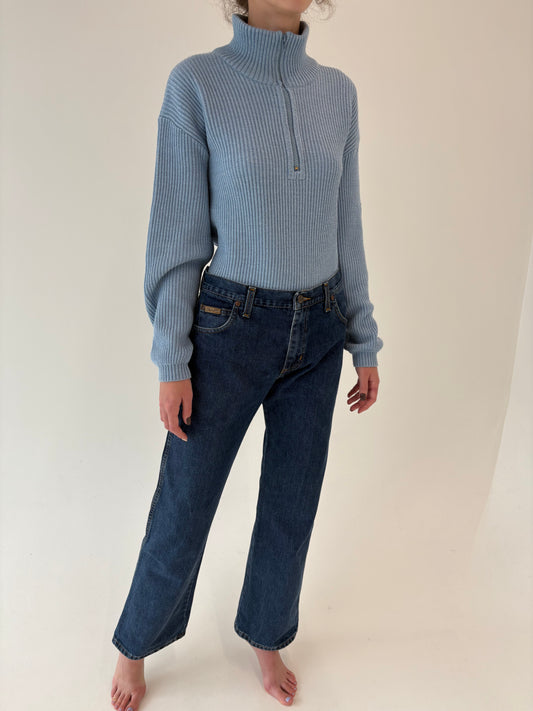 Jeans vintage premium dark wash din bumbac gros structurat