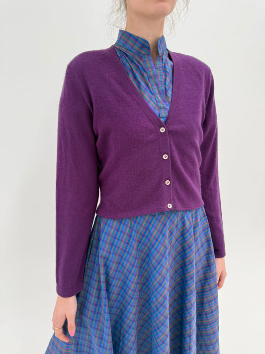 Cardigan din cașmir aubergine