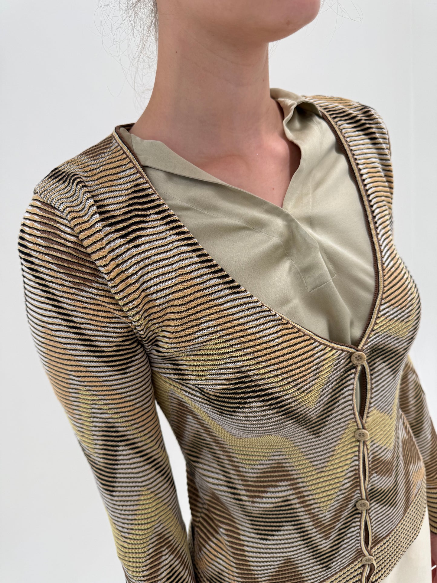 Cardigan Missoni de vară din jerse specific brandului în nuanțe neutre