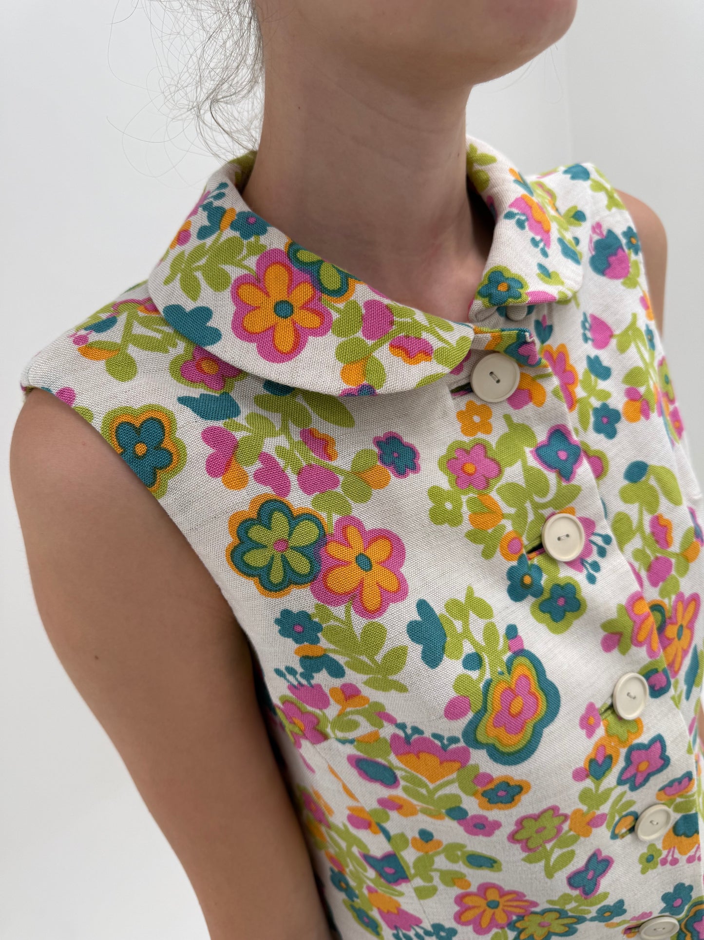 Top old vintage italian anii 60 din pânză excepționalăde in cu print floral
