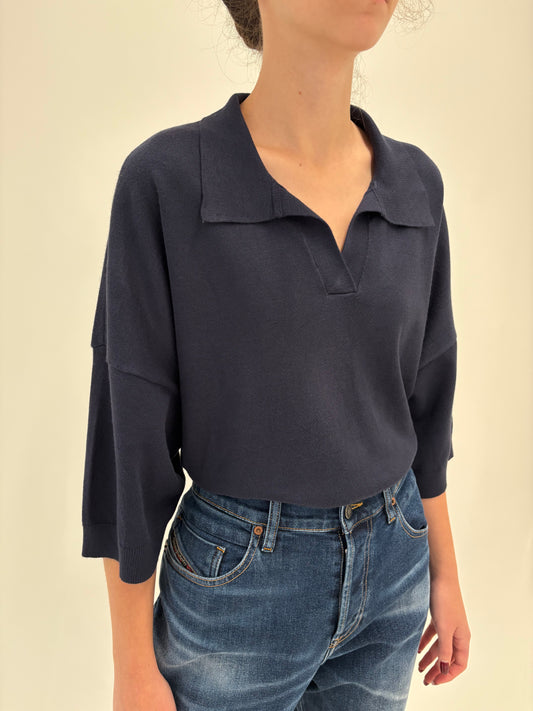 Top polo plus size Navy blue
