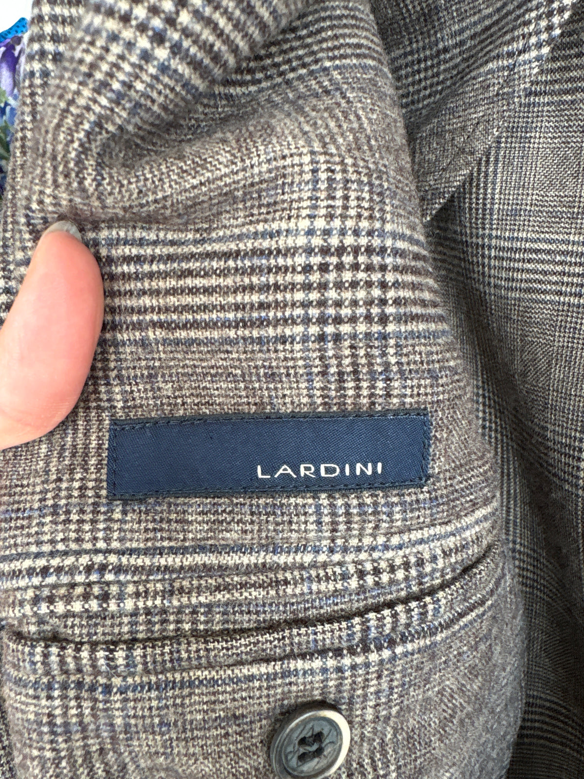 Sacou de brand luxury Lardini italian din stofă Loro Piana de lana în carouri fine