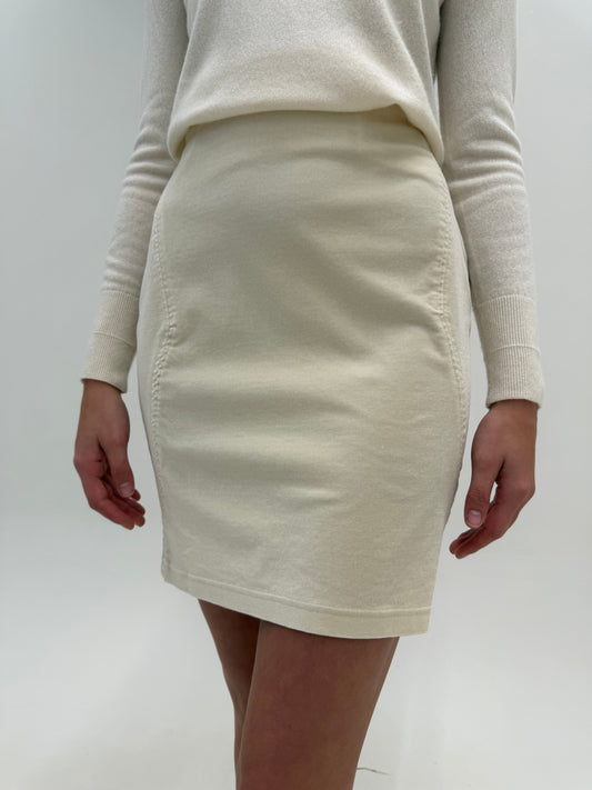 Fustă vintage Versace din catifea plină modelatoare butter white creion