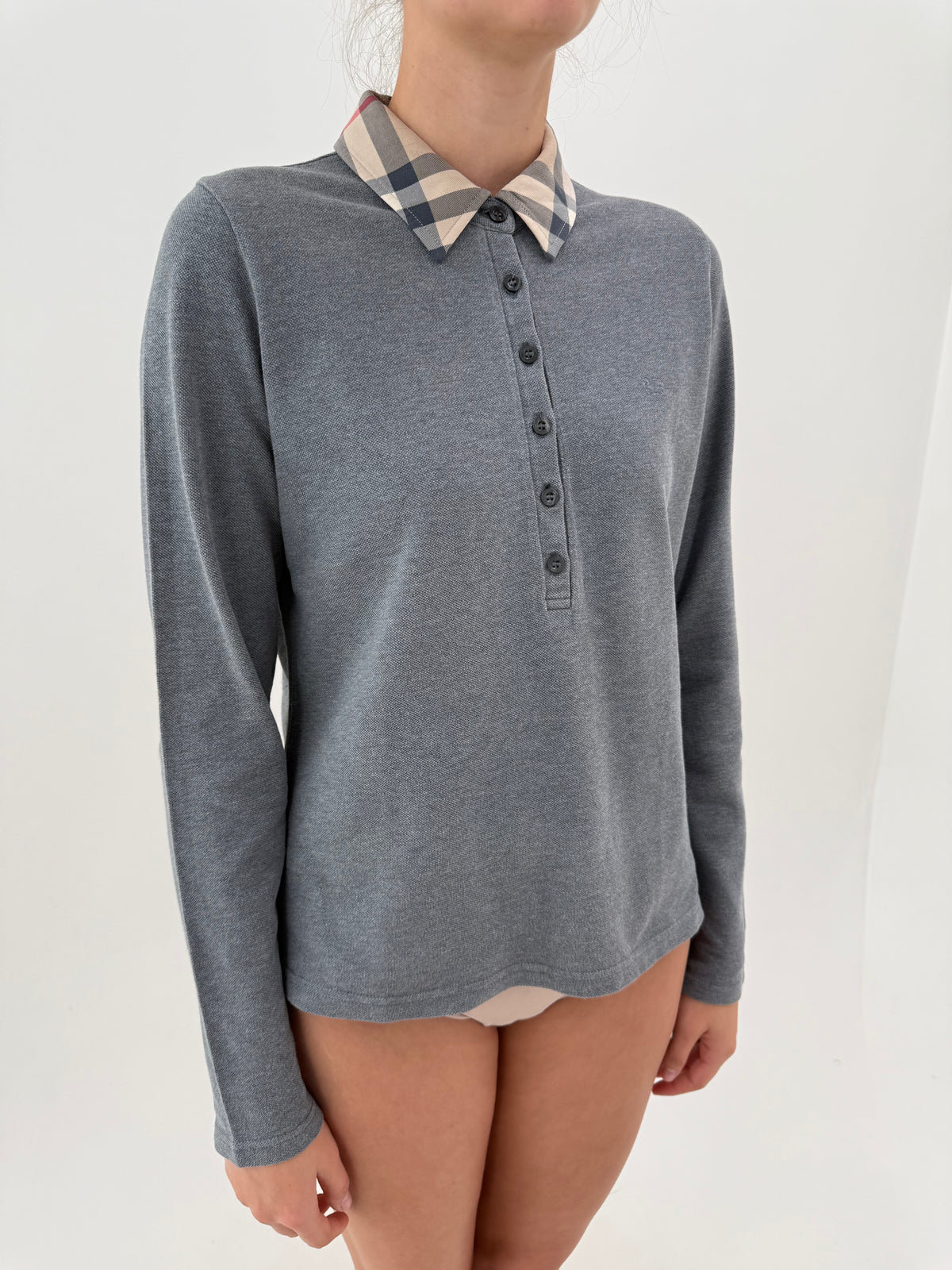 Bluză Burberry polo din bumbac gros pique și print specific brandului