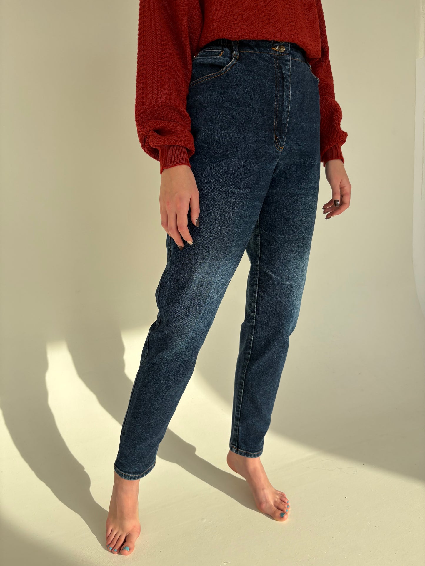 Jeans vintage tall paperbag waist classic wash modelator mom fit