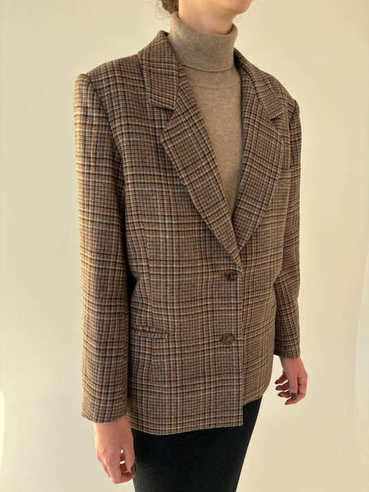 Sacou italian petigw din tweed de lana extrafina  camel, negru și gri