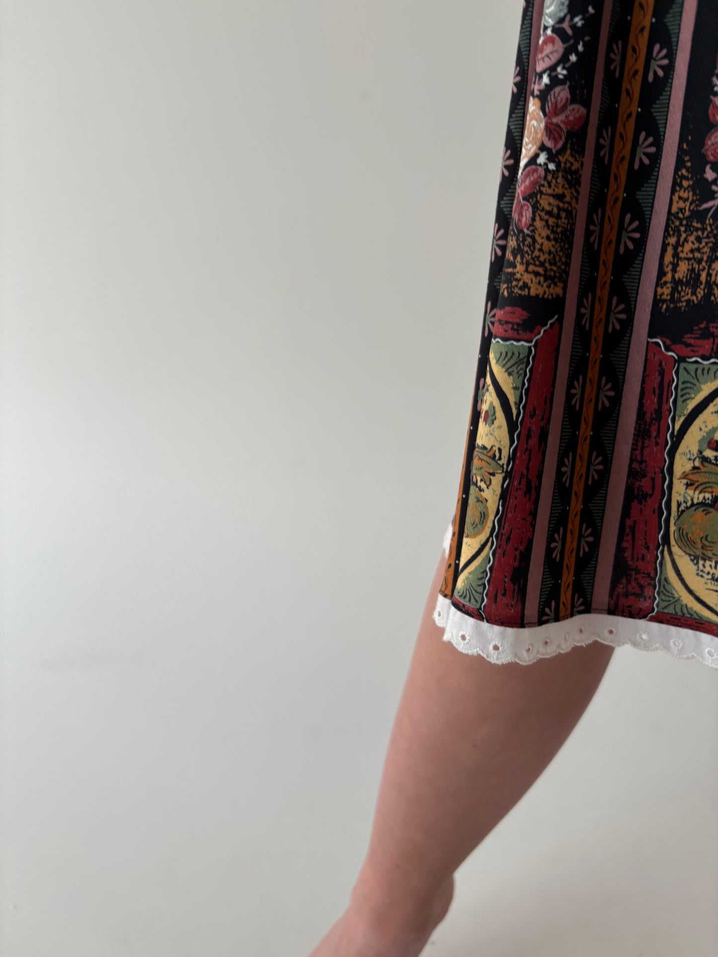 Fustă vintage cu talie ultra înaltă elastică din bumbac gros