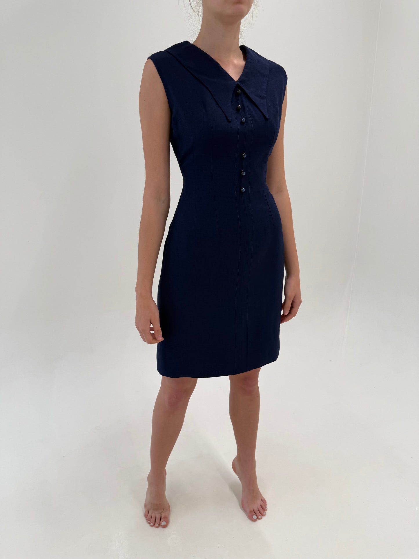Rochie Old vintage din pânză anii 60 cu guler supradimensionat