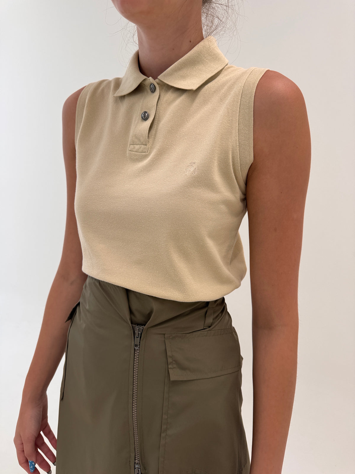 Top luxury polo Trussardi camel din bumbac pique