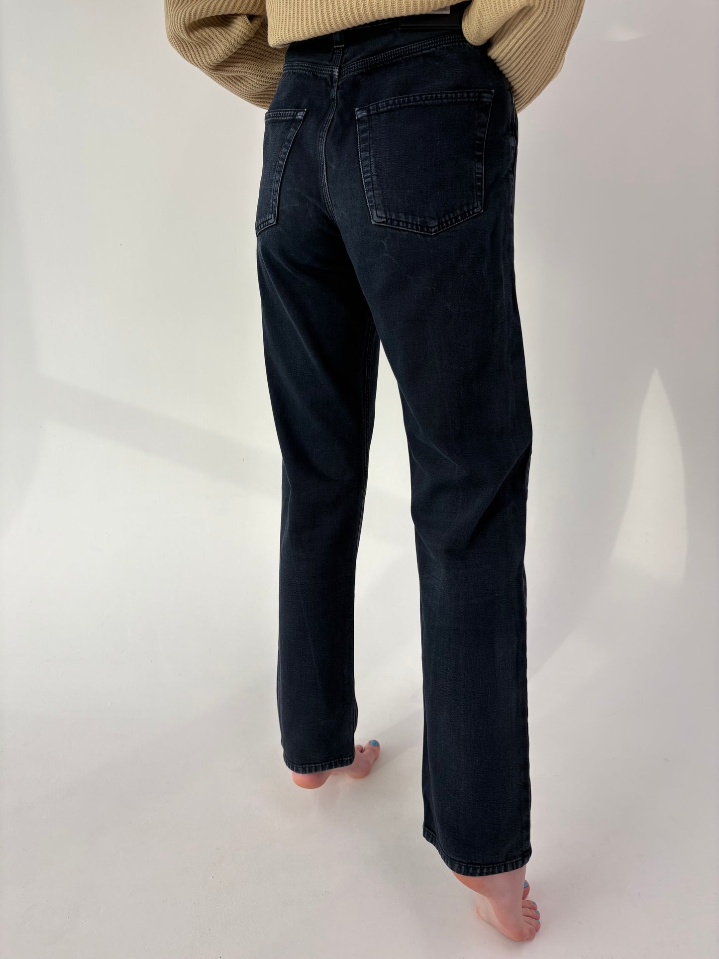 Jeans vintage dark wash Hugo Boss cu talie ultra înaltă