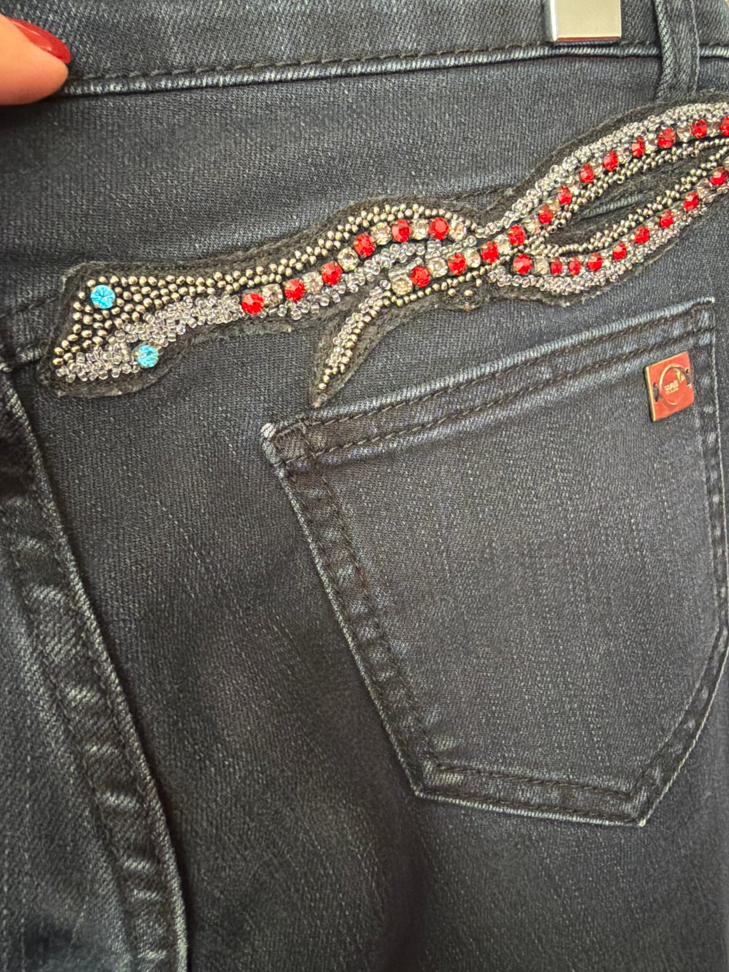 Jeans Cavalli capri cu aplicații manuale excepționale ultra confort modelatori