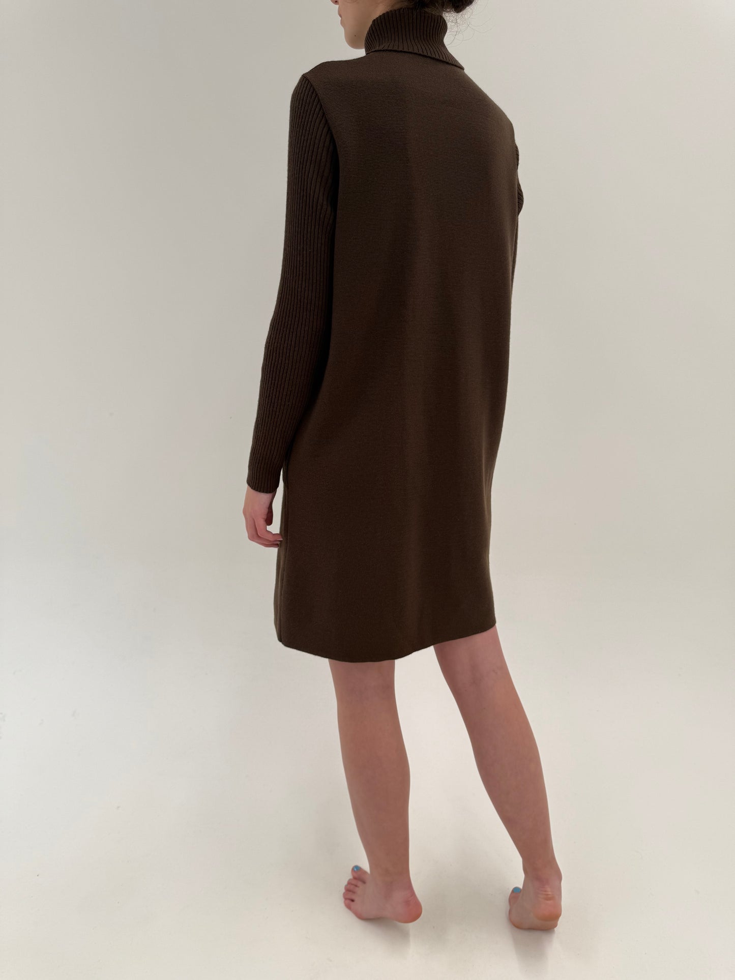 Rochie chocolate brown tip Maleta din lana merino extrafina de gramaj mare