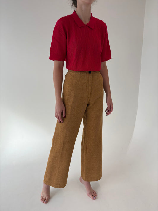 Pantaloni palazzo de brand luxury Pomandere dark camel