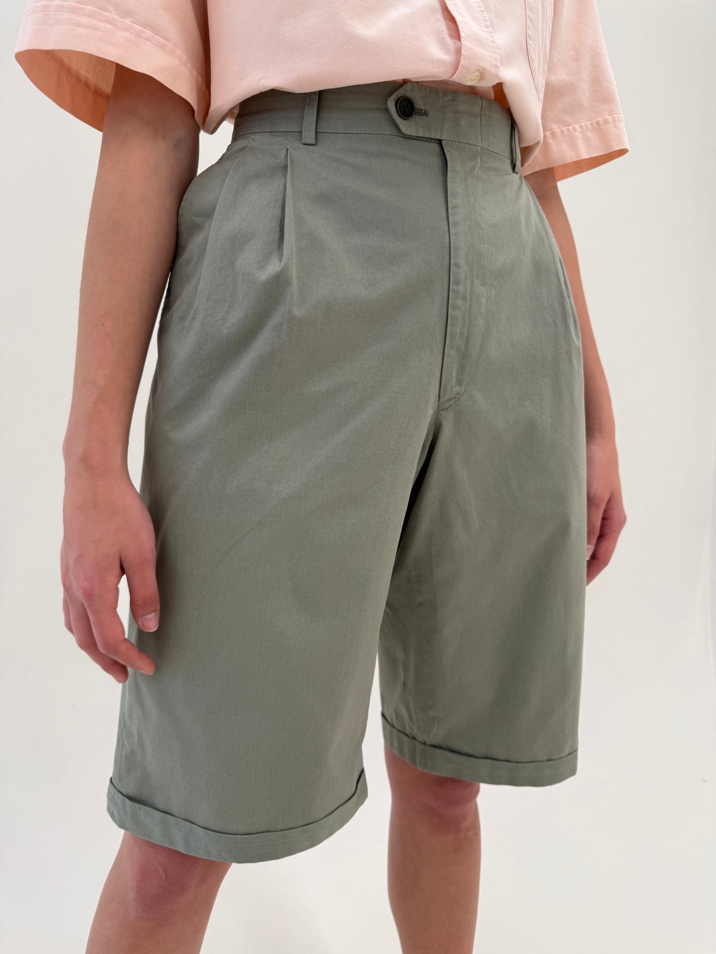 Costum vintage luxury de vară Ungaro din bumbac dusty Sage green