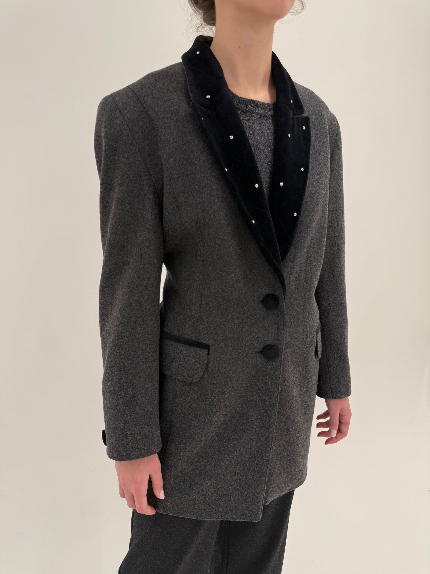 Palton vintage din lana cu cașmir în croi cambrat