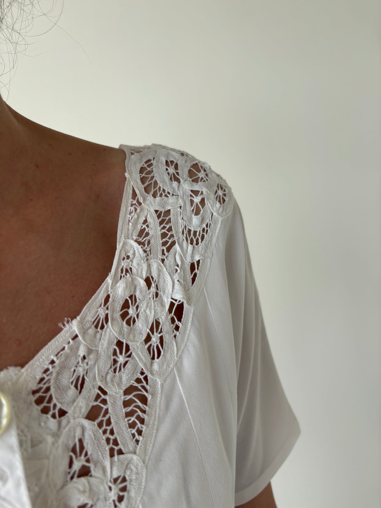 Rochie vintage cu inserții superbe de dantelă macrame și talie marcată