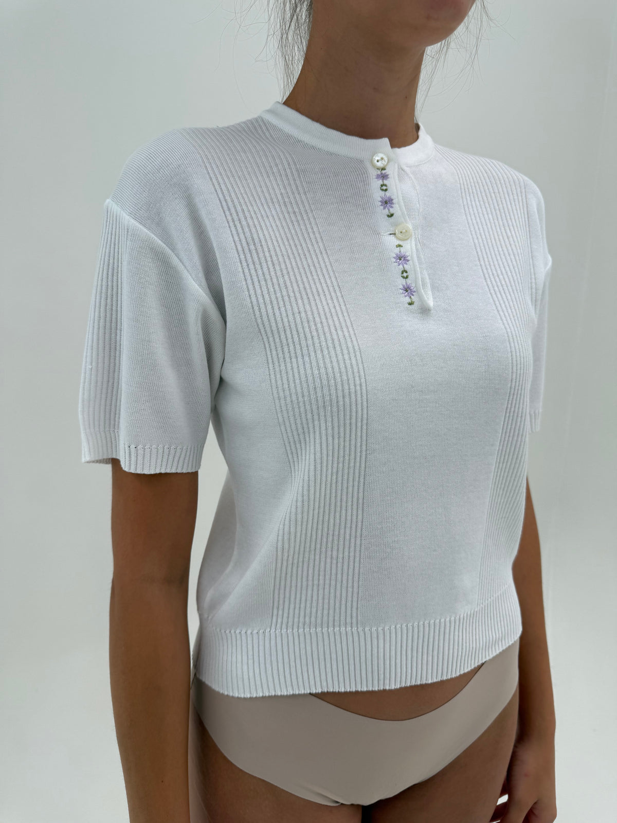 Top vintage italian tricot din bumbac mercerizat extrem de calitativ