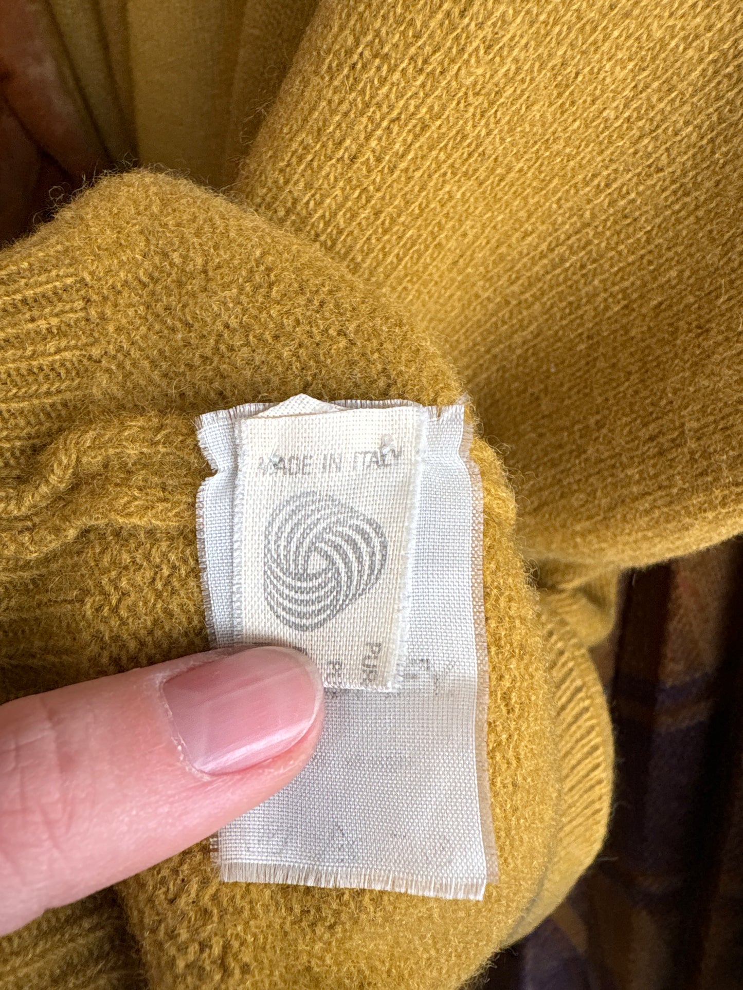 Fustă vintage plisată din tweed gros de lana mustard yellow in carouri