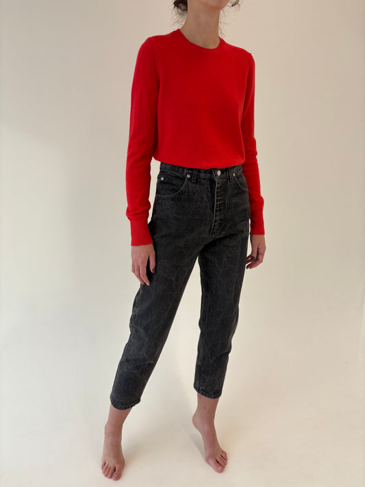 Jeans vintage petite cu talie ultra înaltă dark stone wash