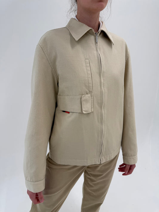 Geacă Moschino camel din pânză excepțională cu influențe casual