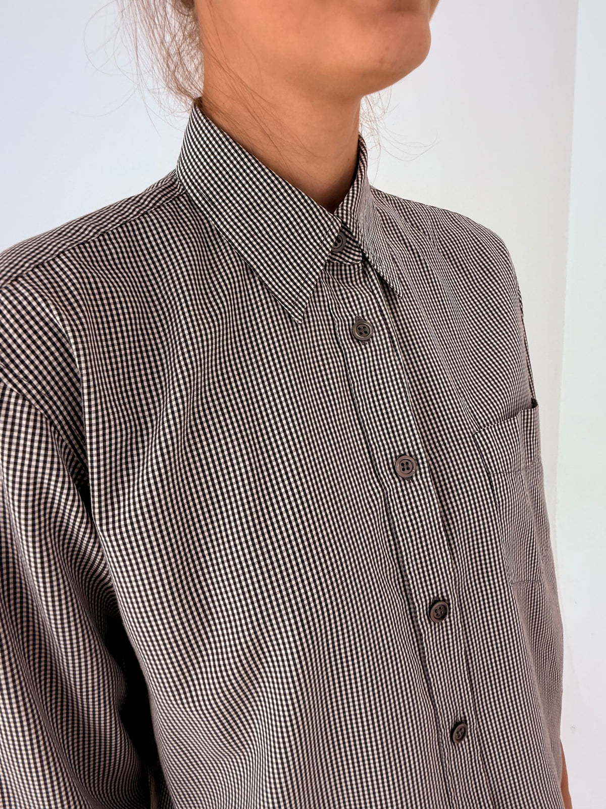 Cămașa Marella by Max Mara gingham alb negru din bumbac premium în croi chic