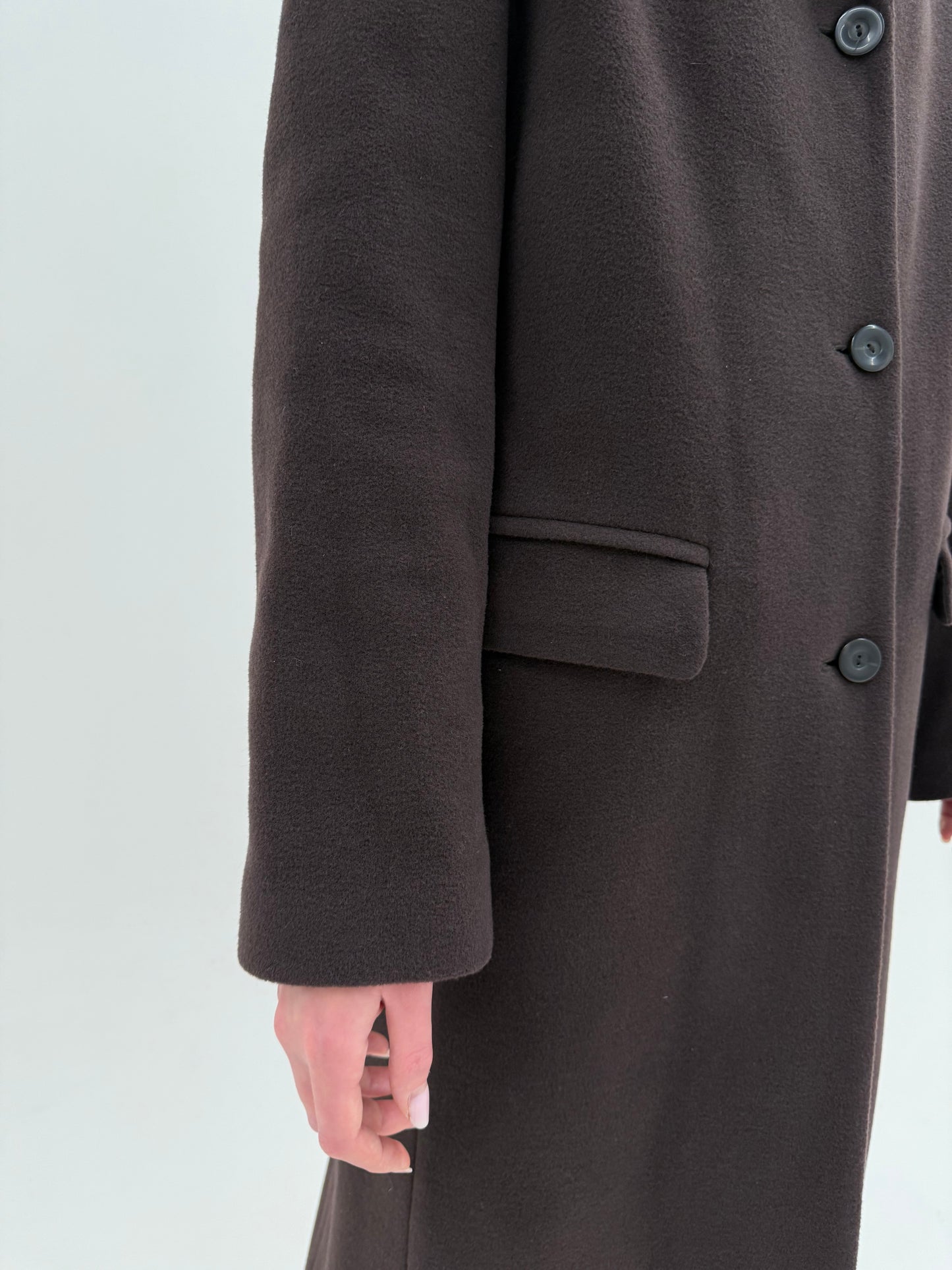 Palton super lung tall din lana cu cașmir chocolate brown