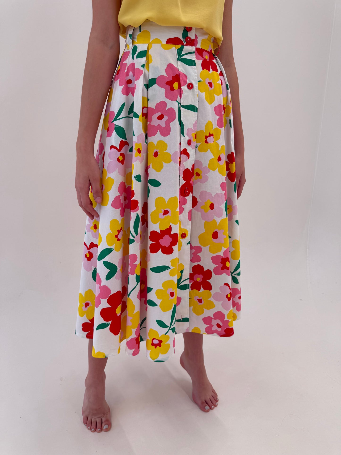 Fustă de bumbac maxi cu buaizbre și print floral