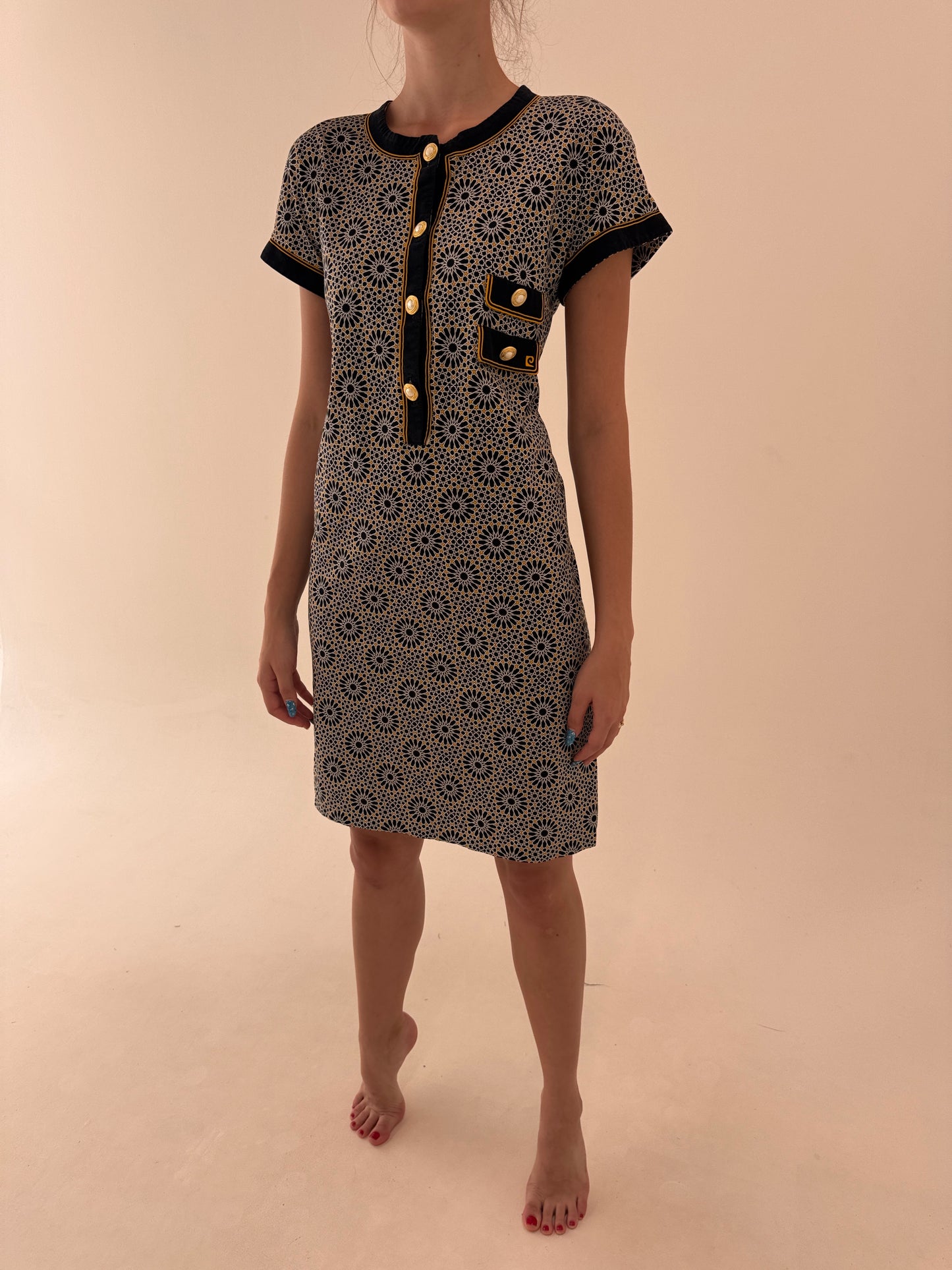Rochie vintage luxury Pierre Cardin din bumbac excepțional în croi atemporal