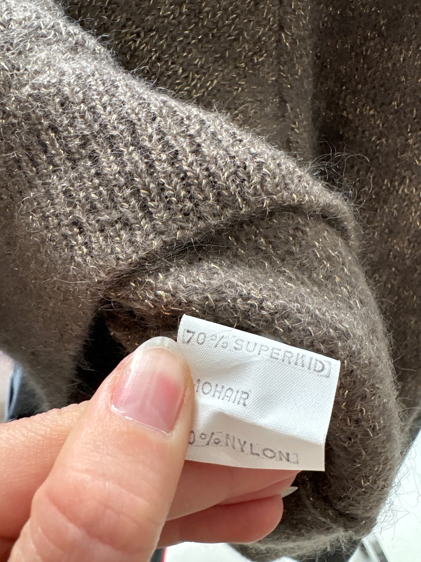 Pulover taupe luxury vintage din baby mohair cu aplicații manuale excepționale