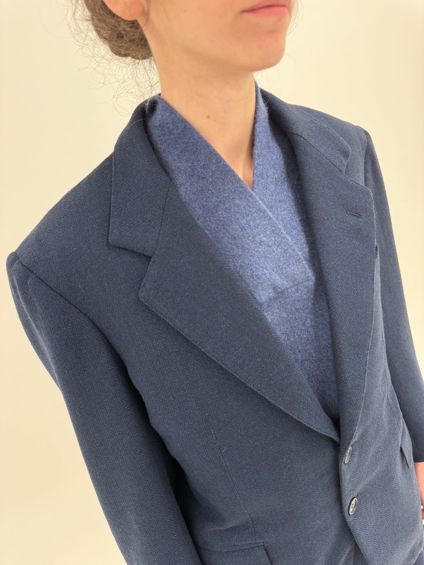 Sacou couture italian petite din stofă de lana plină extrafina Chevron