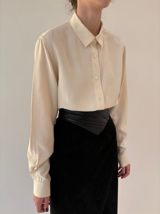 Cămașa high end italiană din mătase naturală mată groasă în croi actual