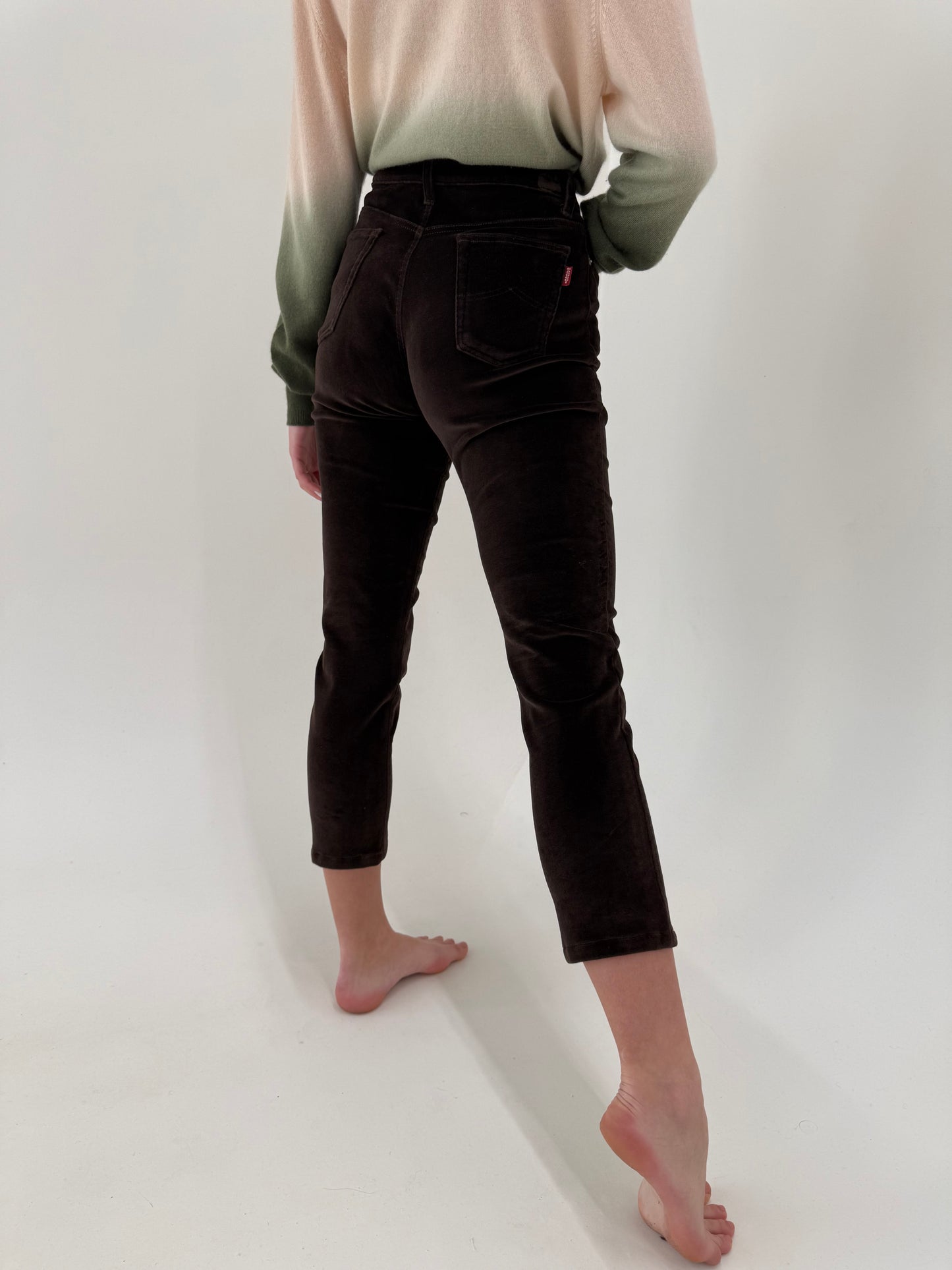 Pantaloni petite din catifea premium modelatoare chocolate brown