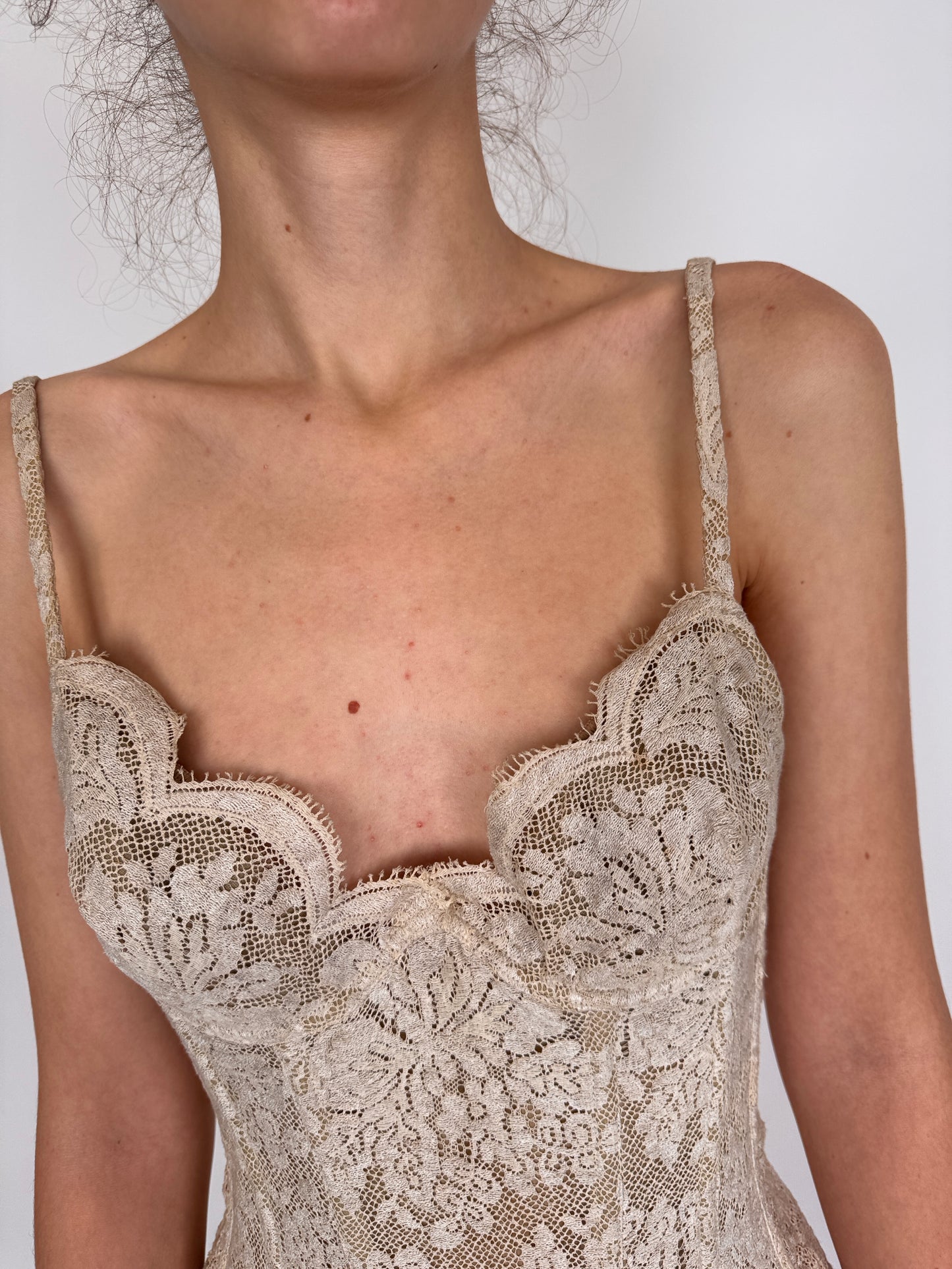 Corset Luxury La Perla din dantela exceptionala frosted toffee nude