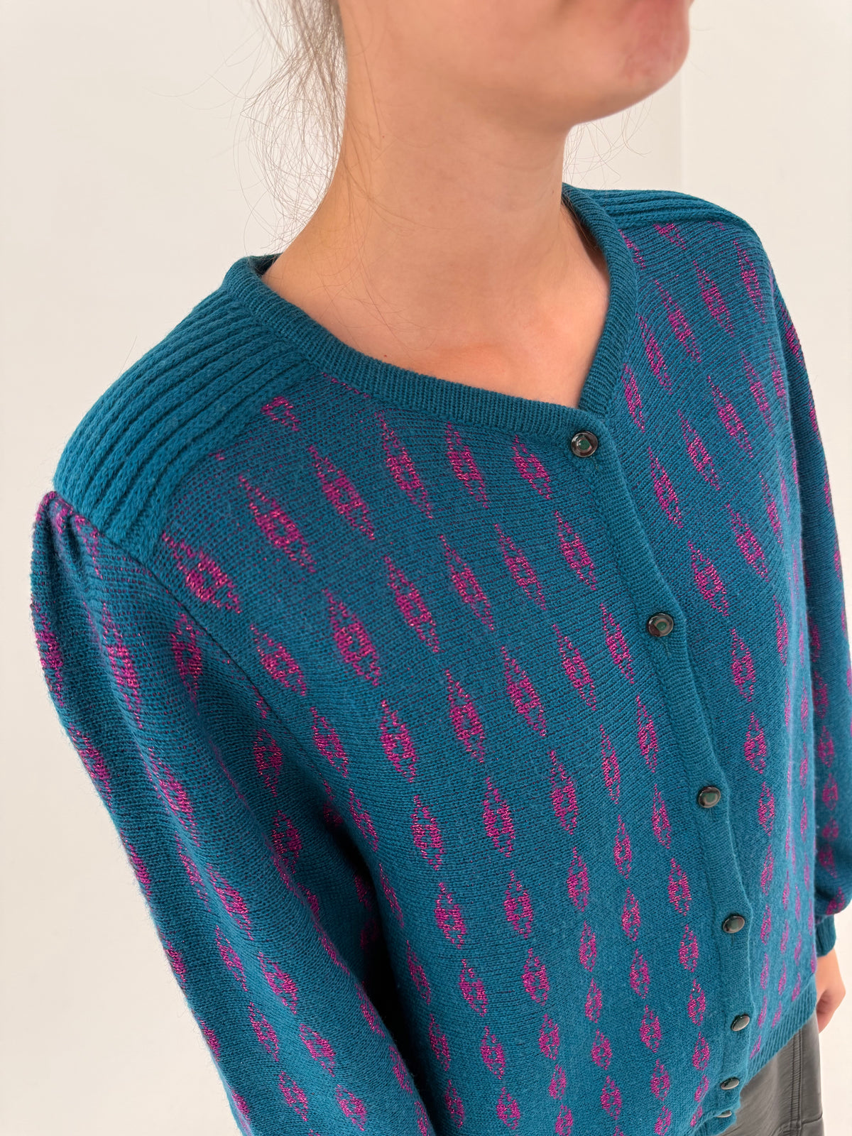 Jacheta vintage italiană din tricot de alpaka și lana în culori superbe