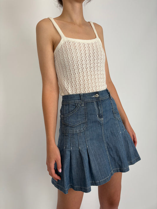 Fustă din jeans cu pliseuri classic wash