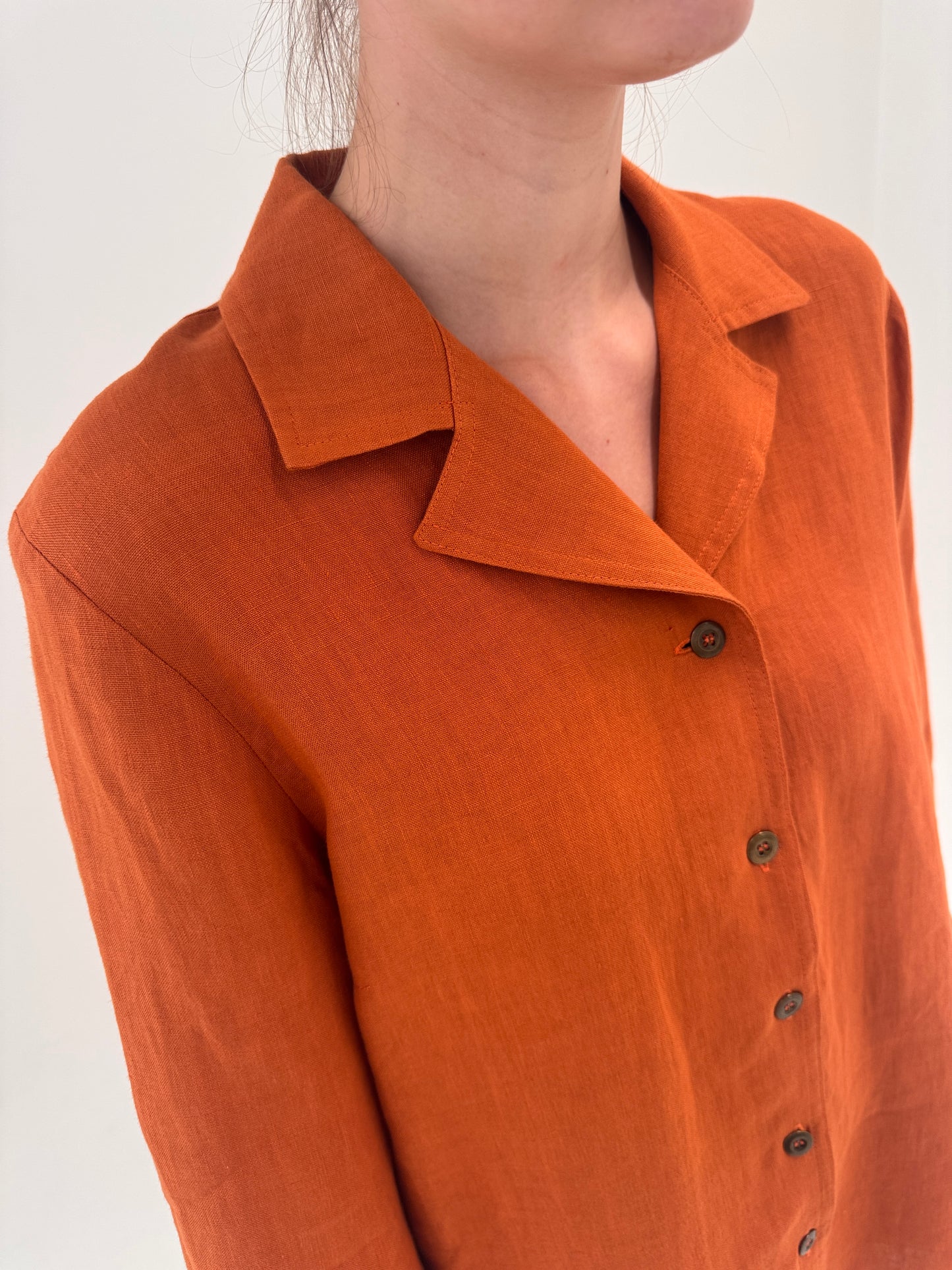 Cămașa italiana pumpkin orange din in premium