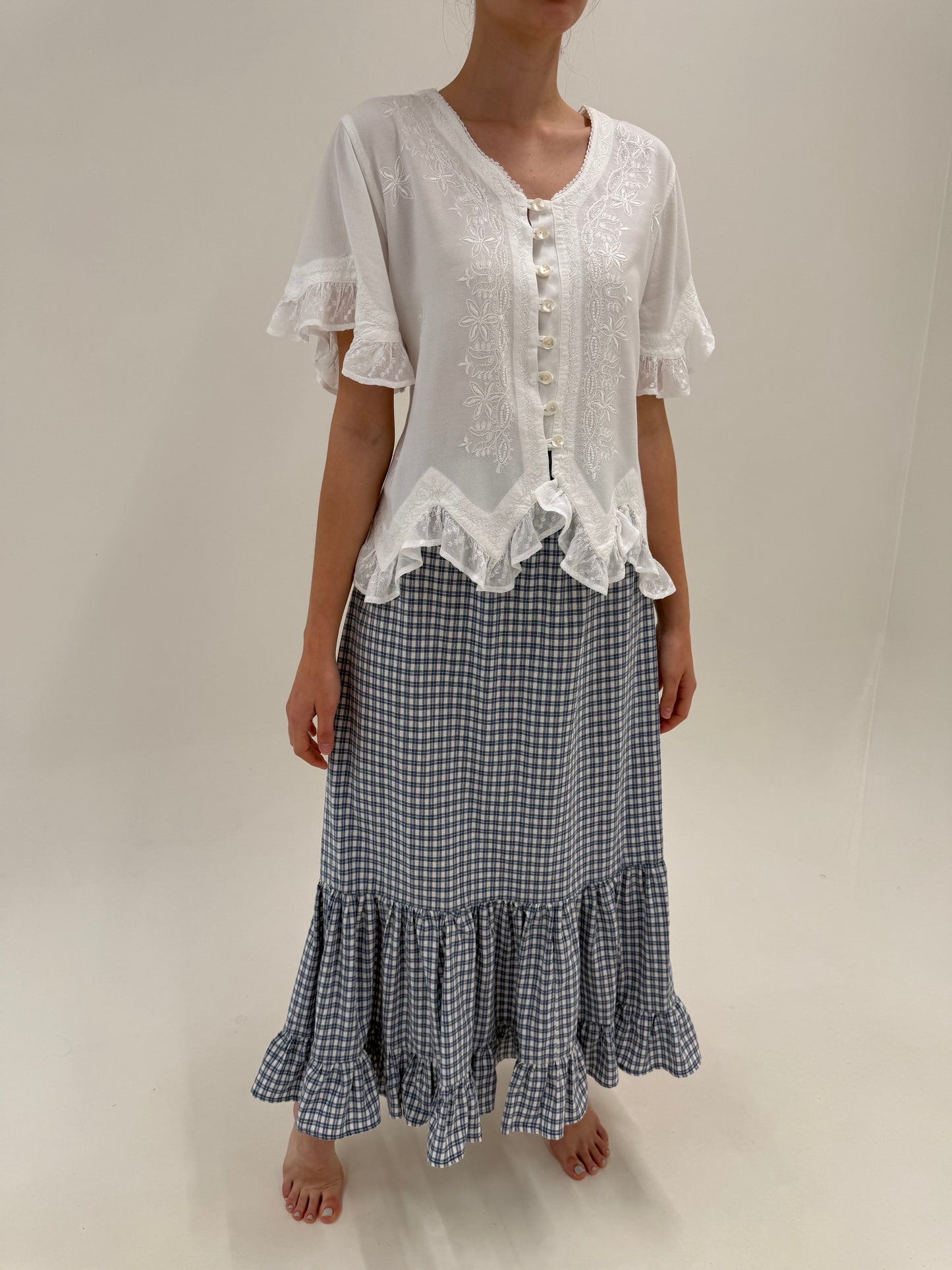 Fustă gingham maxi de brand luxury Sportalm din pânză cu talie elastică