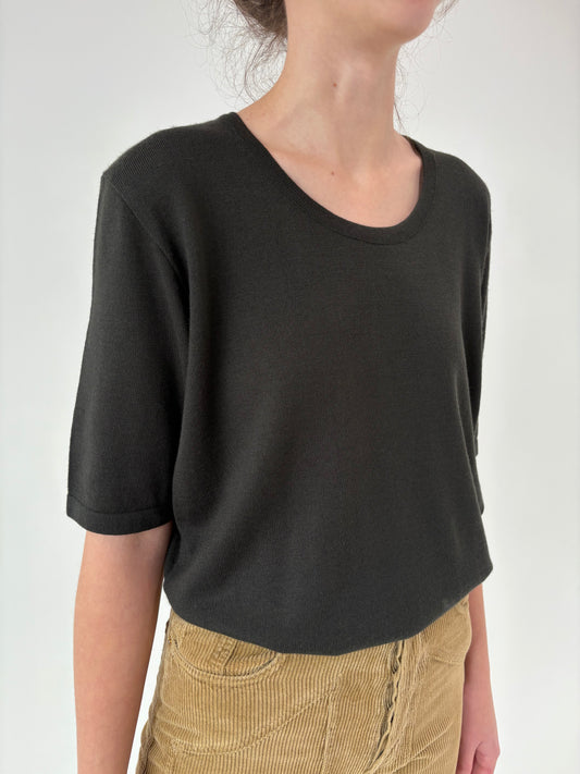 Top italian din lana merino extrafina charcoal gray